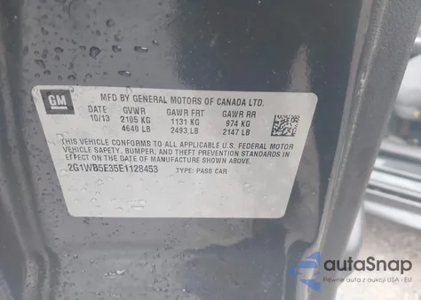 2014 Chevrolet Impala Limited Lt from USA, damaged, VIN 2G1WB5E35E1128453